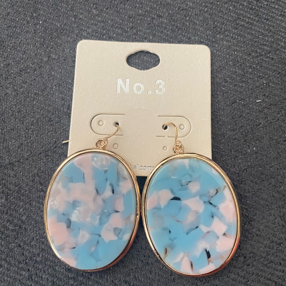 Blue and Pink with Gold Accents Earrings